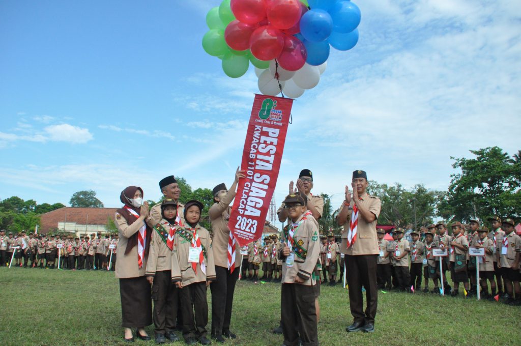 Sebanyak 48 barung putra dan putri perwakilan Kwartir Ranting se-Kabupaten Cilacap mengikuti Pesta Siaga Tahun 2023